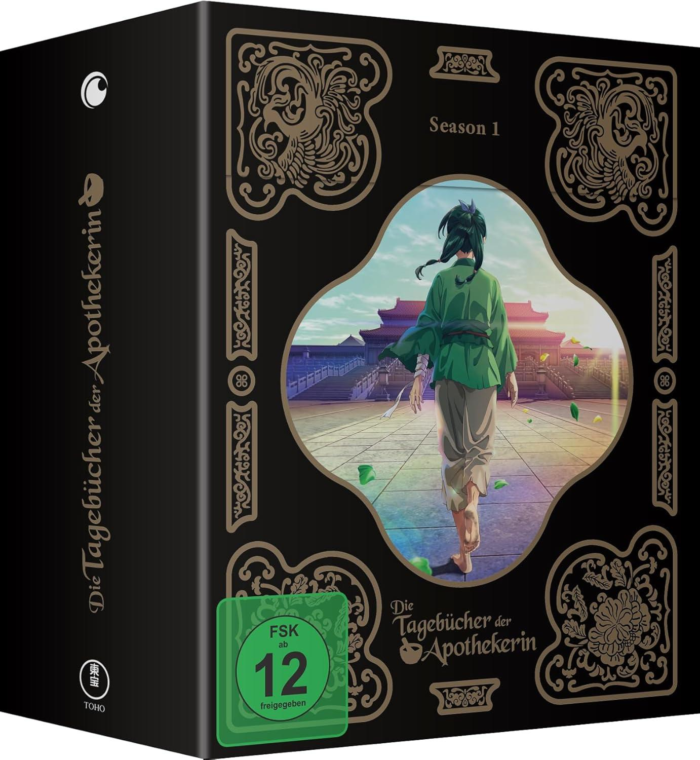 Schwarze Box von 'Die Tagebücher der Apothekerin'. Anime-Szene vorne.