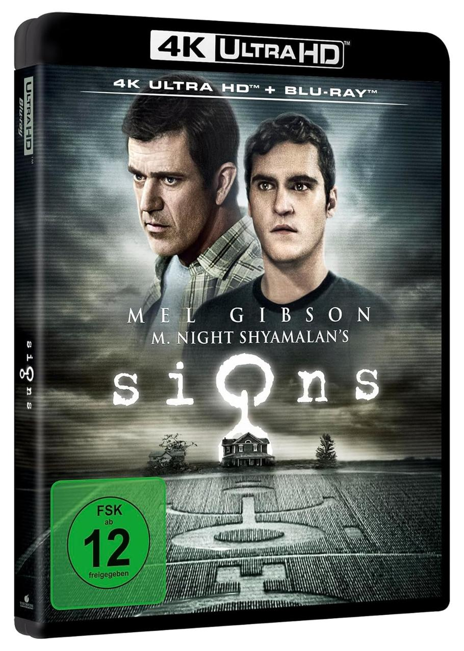 DVD-Hülle mit Mel Gibson auf dem Cover, Filmtitel: Signs.