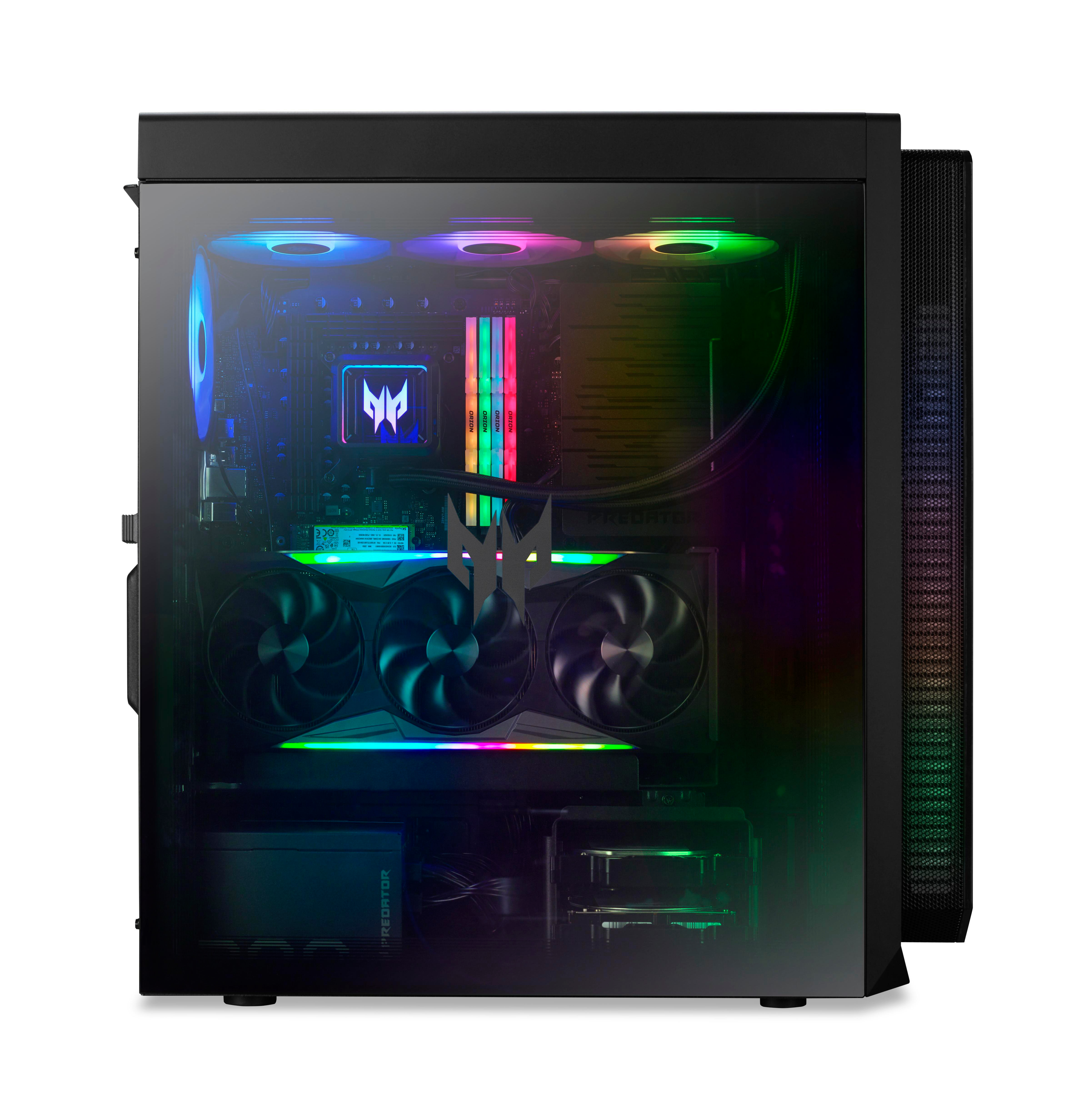 In einem Gaming-PC mit LED-Leuchten und Komponenten.