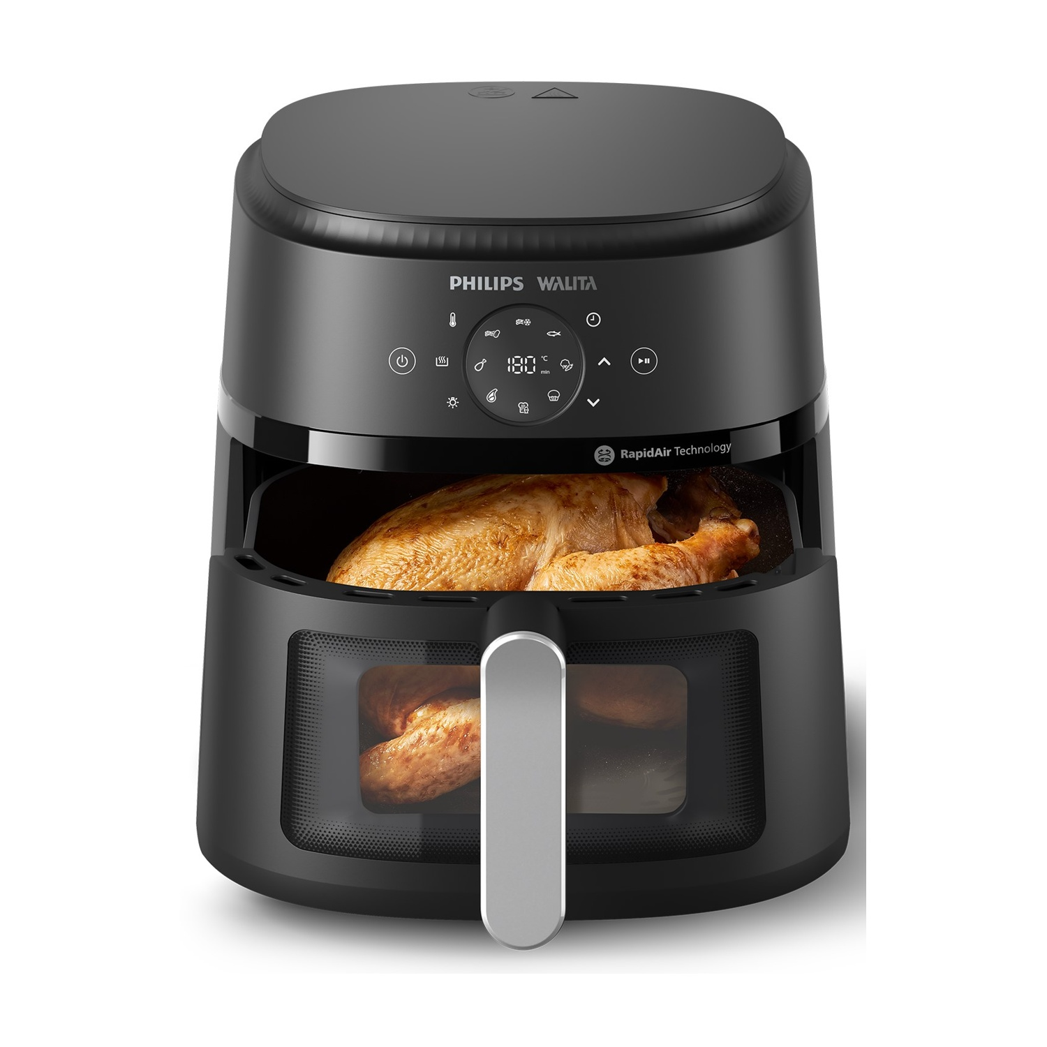 Noaton Friggitrice Ad Aria Digitale 6,2 L - Air Fryer Con 8 Programmi, Touchscreen, 1600W, Contenitore Trasparente E Ricettario