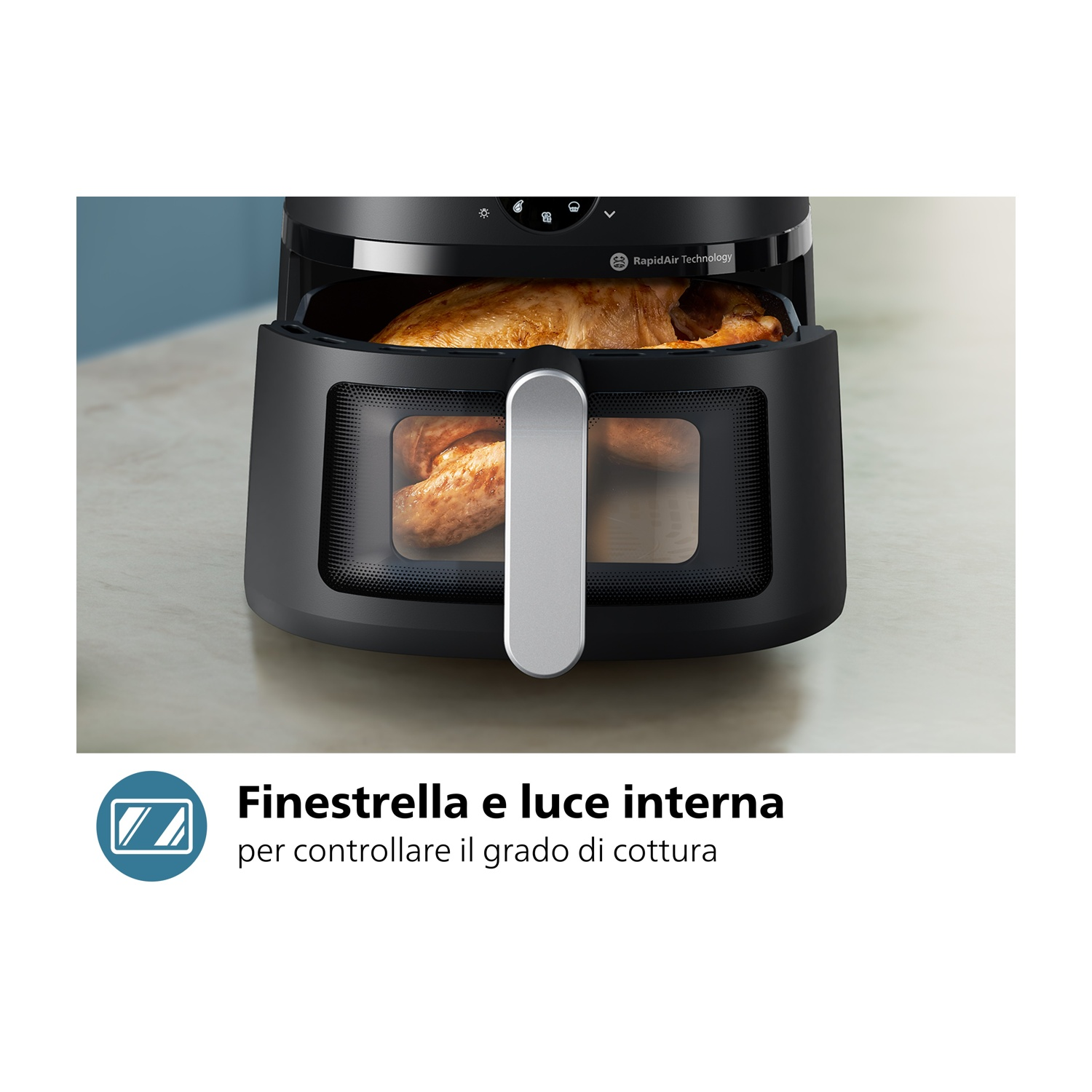Proscenic T21 Friggitrice ad Aria, 5.5L Air Fryer Controllo con App & Alexa e Display LED