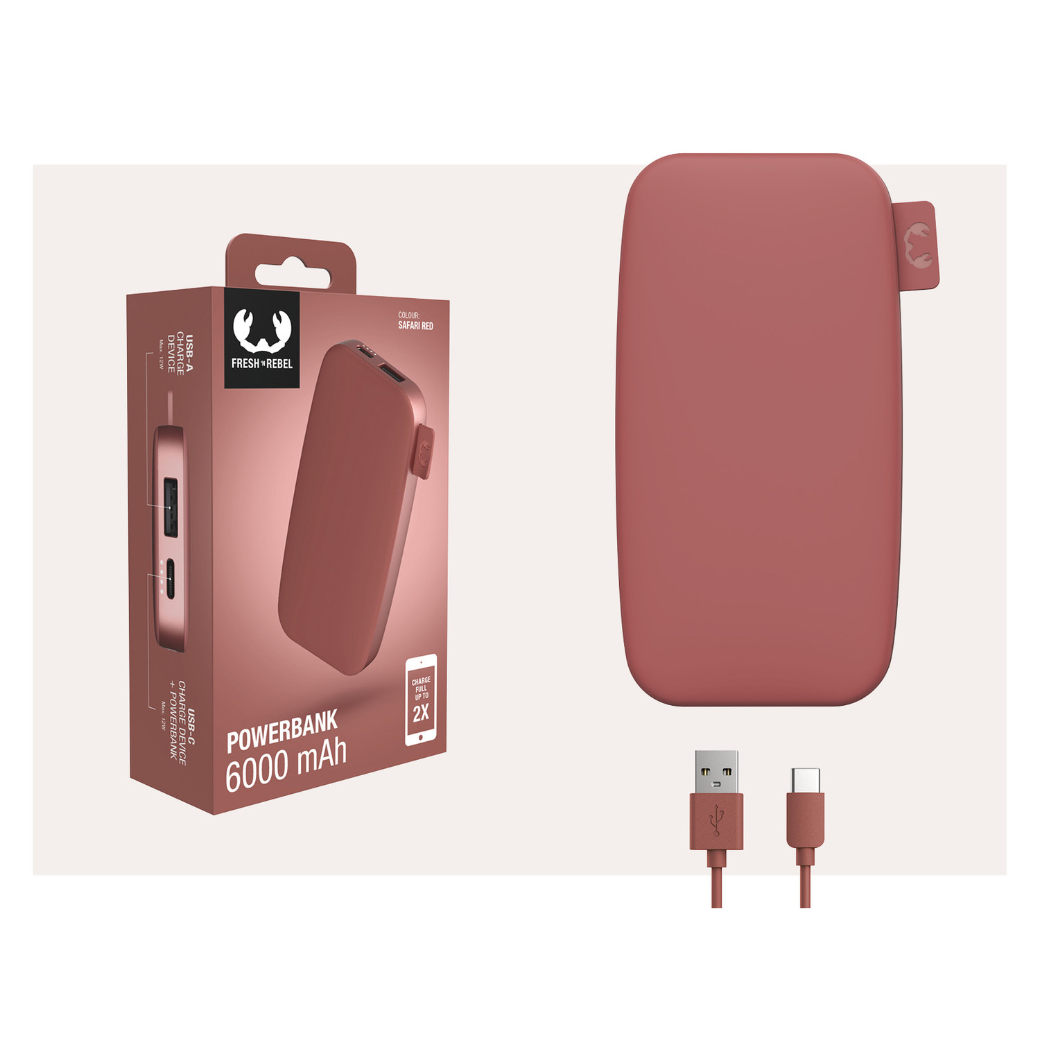 FRESH N REBEL Powerbank 12 000 mAh Safari Red (2PB12100SR)