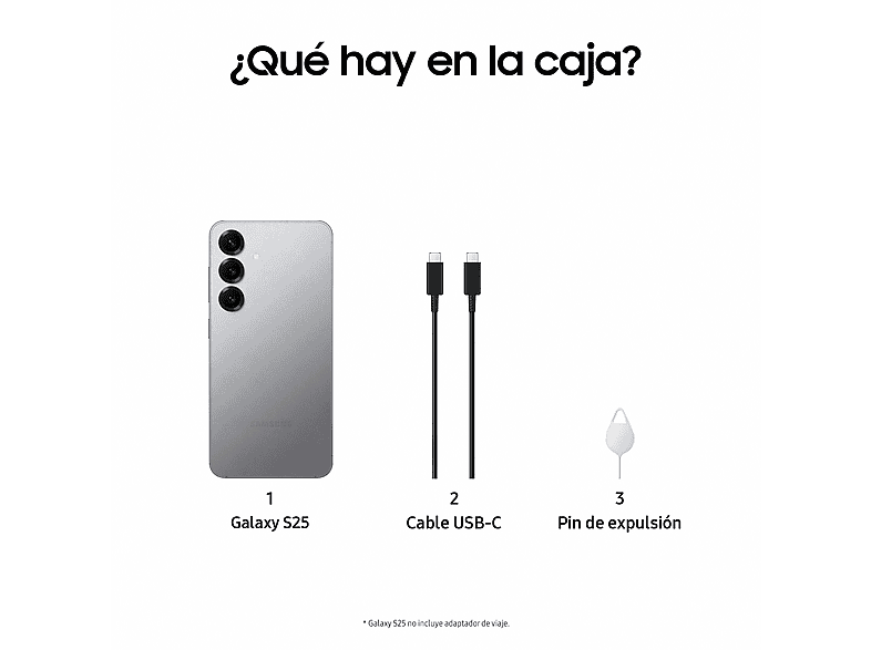 Móvil | Samsung Galaxy S25, Silver, 256 GB, 12 GB RAM, 6.2