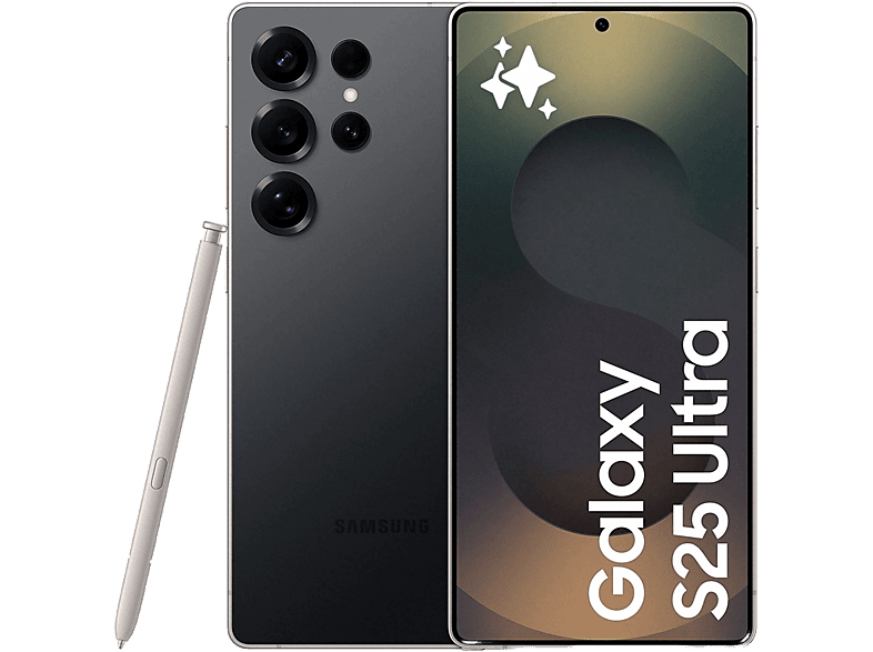 Samsung Galaxy S25 Ultra, Titanium Black, 256 GB, 12 GB RAM, 6.9 WQHD+, Snapdragon 8, 5000 mAh, Android 15