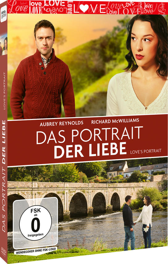 Filmcover: Mann und Frau vor Landschaft, Brücke, Titel: Das Portrait der Liebe.