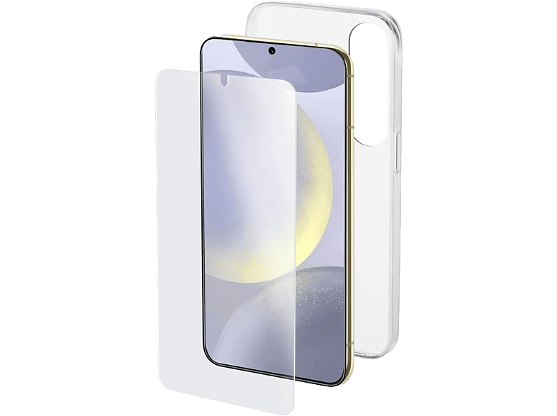 Funda + Protector pantalla - CellularLine KIT CASE GLASS, Samsung Galaxy S25, Transparente