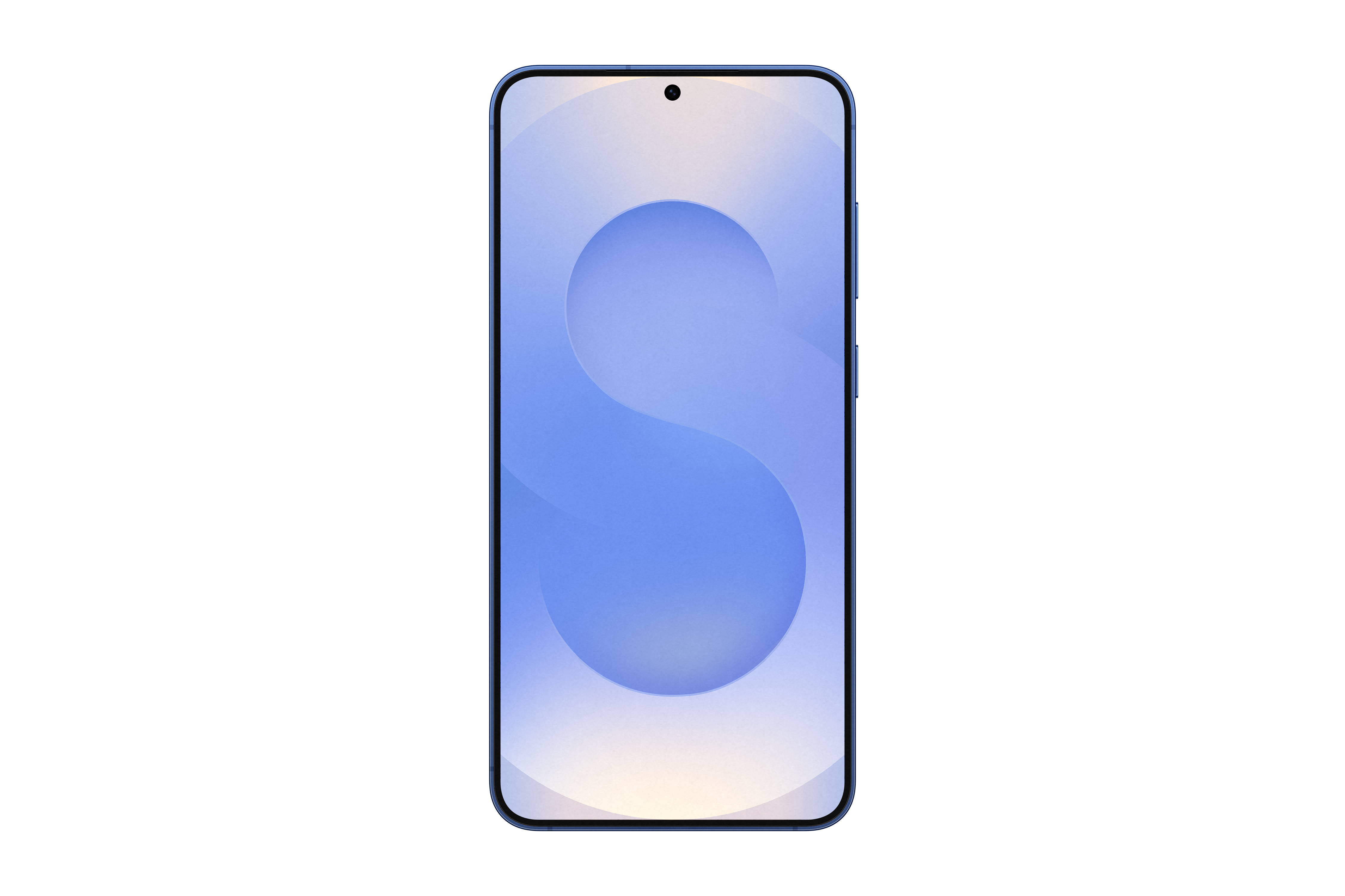 Ein Smartphone mit hellblauem Hintergrund auf dem Bildschirm und schwarzem Hintergrund.