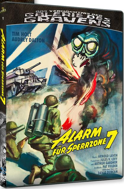 Ein grünes Monster greift Soldaten und einen Panzer an. Titel: Alarm für Sperrzone 7.
