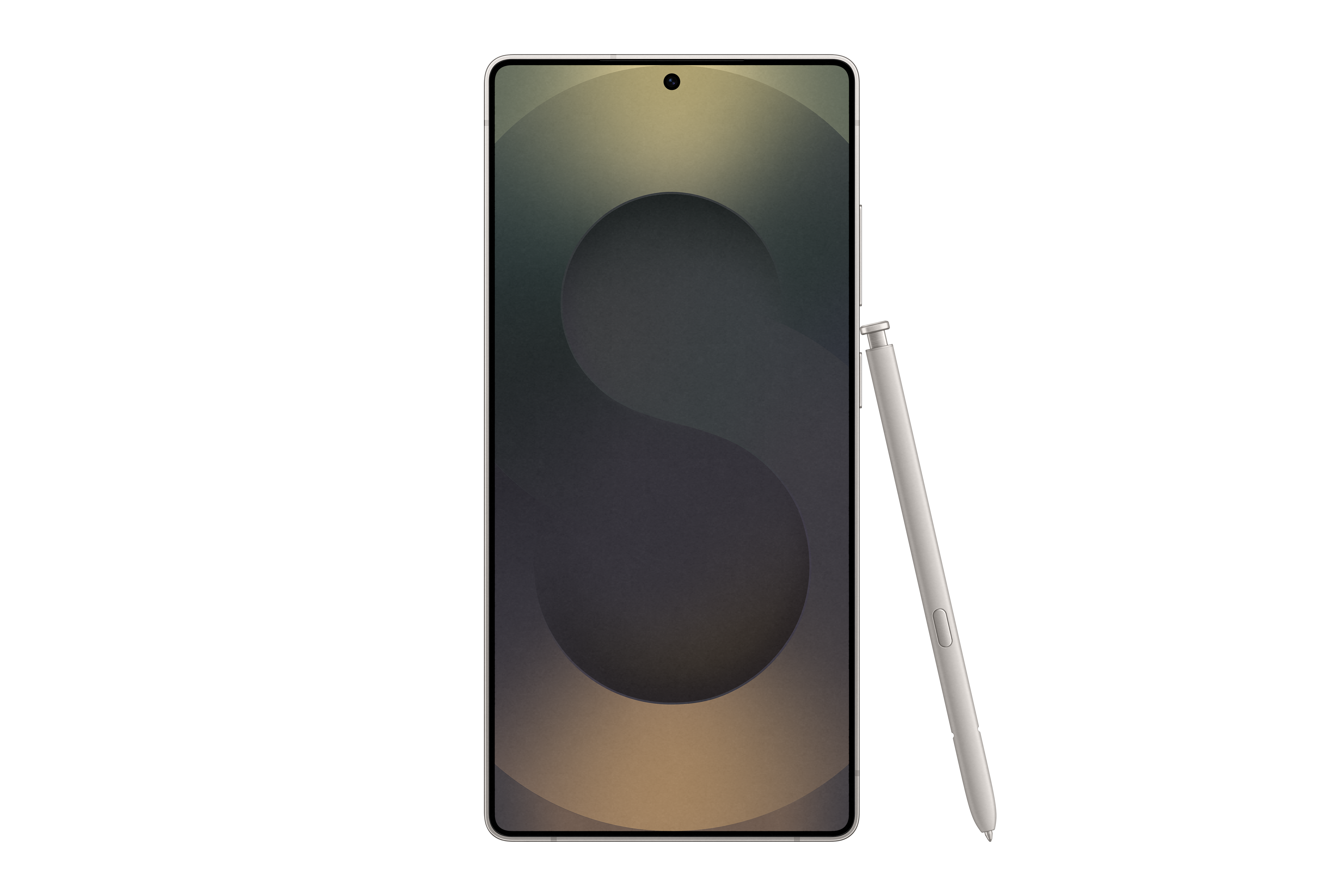 Smartphone mit Stift, dunkler Hintergrund. Bildschirm zeigt Grafik.