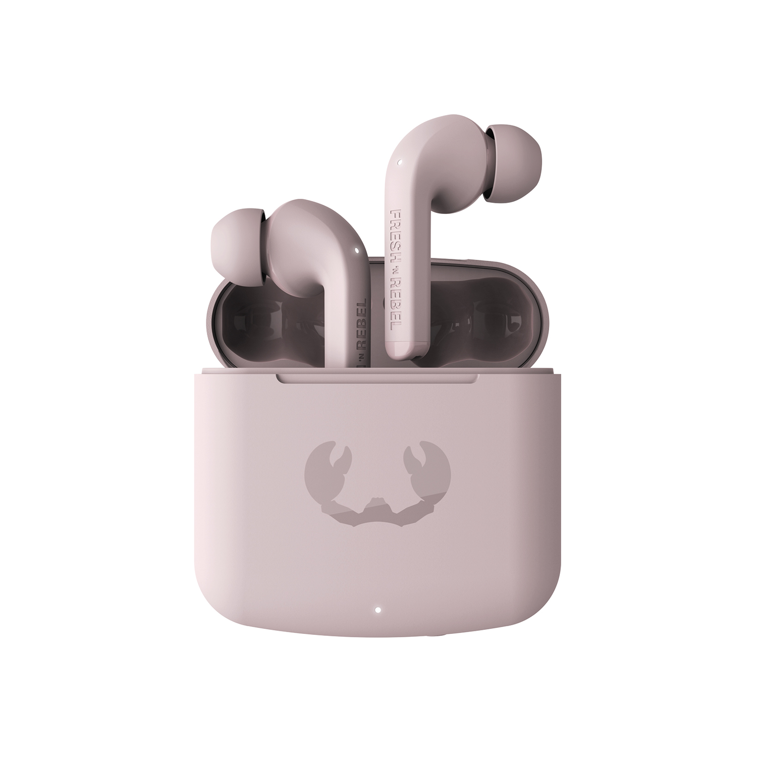 Multiple colored wireless earbuds and charging cases.
