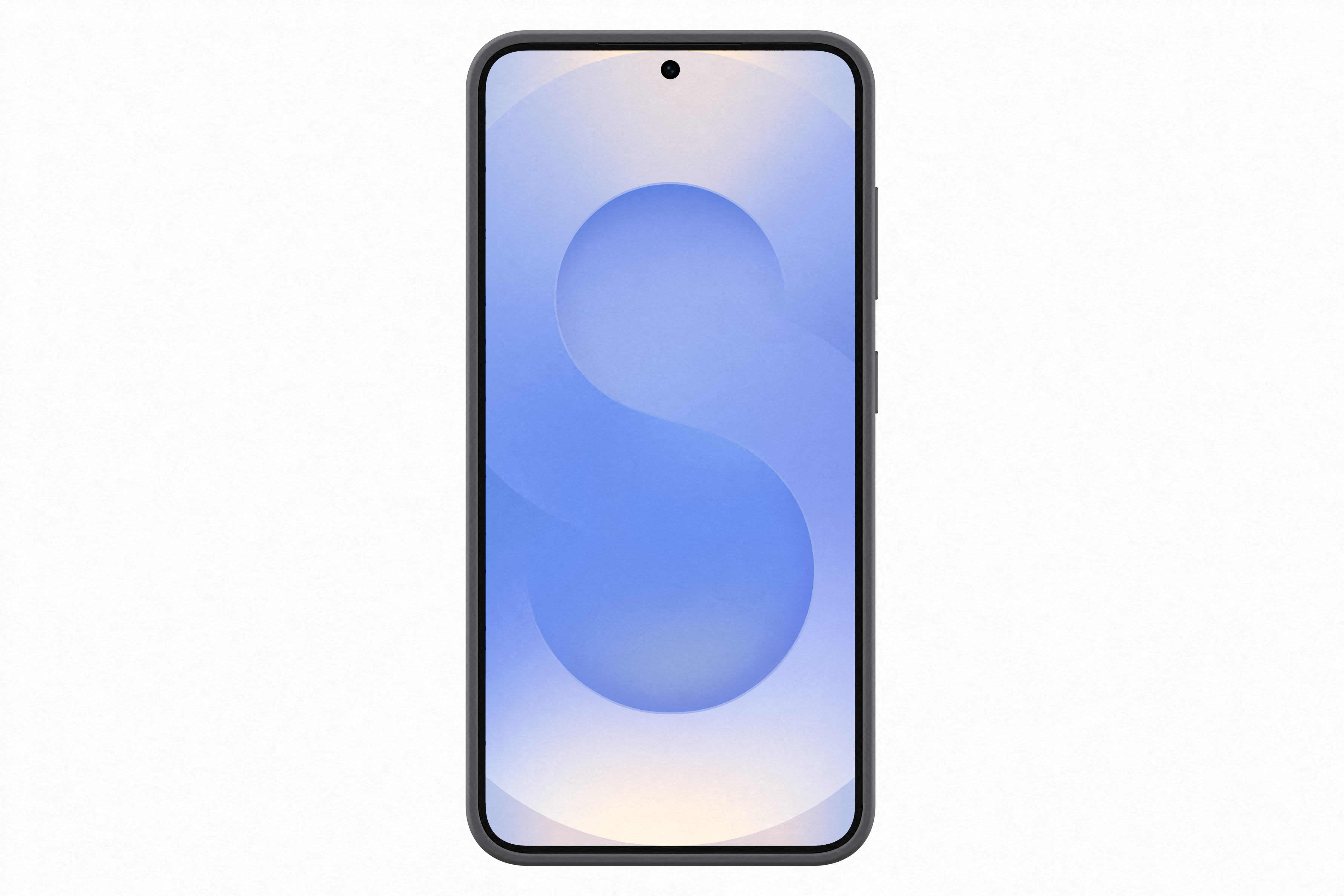 Ein Smartphone mit blau-weißem Hintergrund.