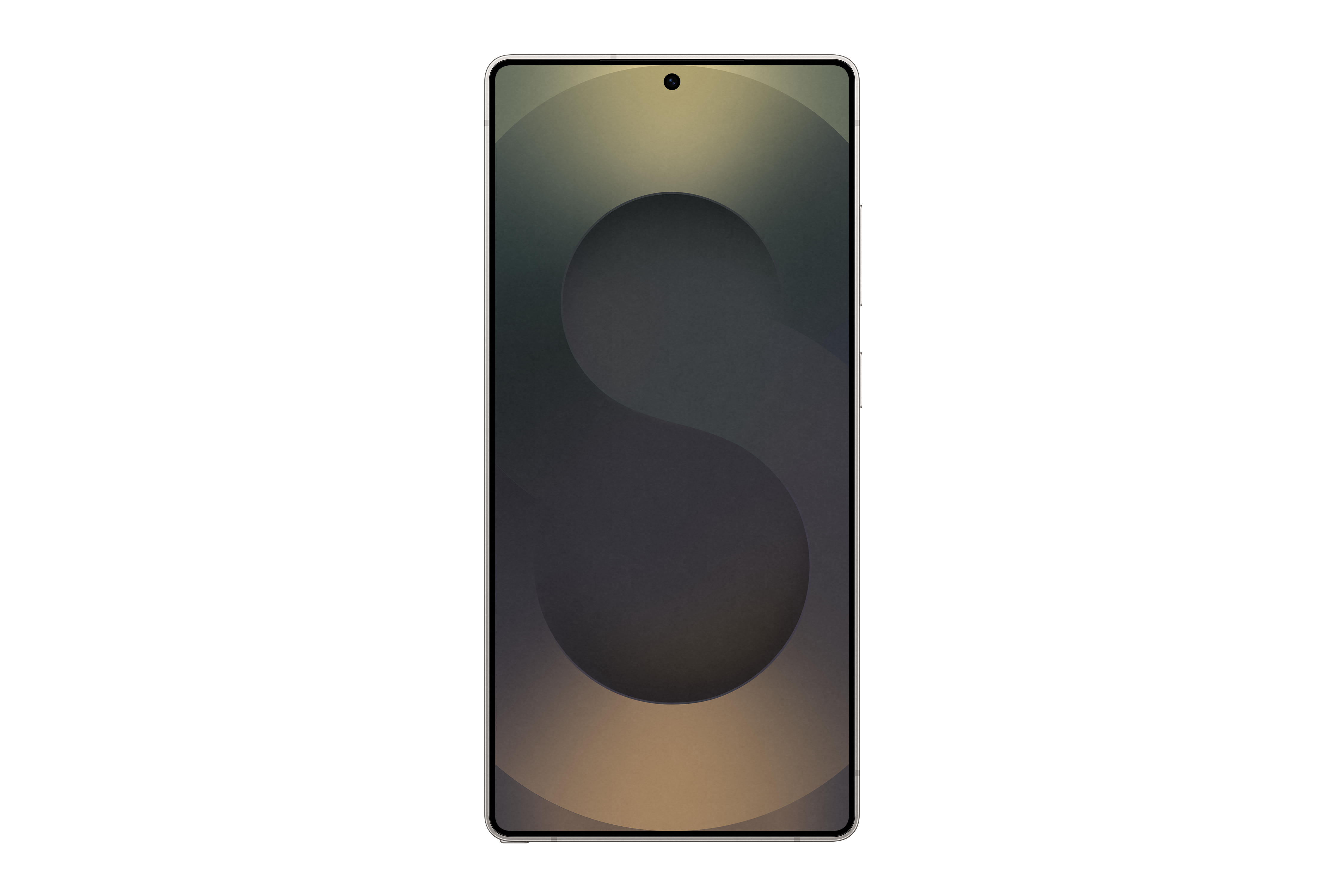 Smartphone mit einem Bildschirm, der ein stilisiertes 'S' vor einem Hintergrund mit Farbverlauf zeigt.