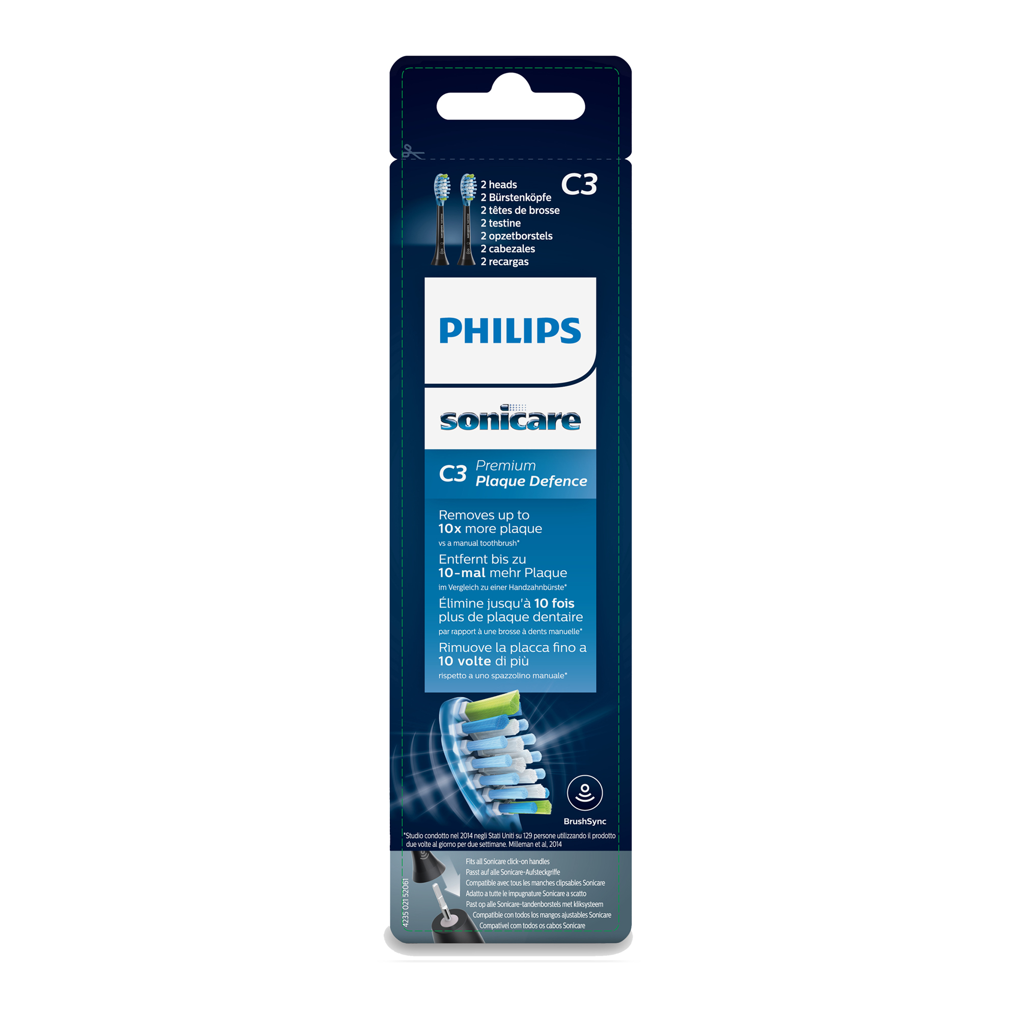 Cabezales de cepillo de dientes Philips Sonicare en un paquete.