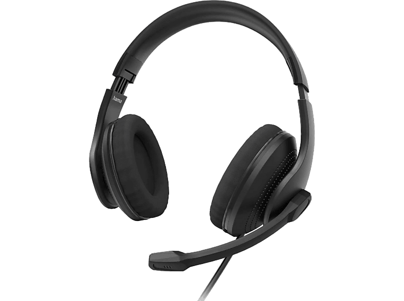 Auriculares - Hama HS-USB300 V2, Circumaurales, Estéreo, USB, Cable, Botón Mute, Negro