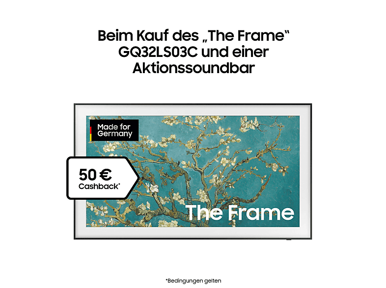 SAMSUNG GQ32LS03CBU The Frame QLED TV (Flat, 32 Zoll / 80 cm, Full-HD, SMART TV, Tizen)