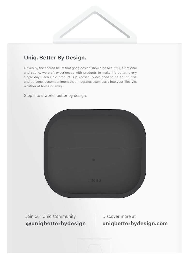 Etui Uniq AirPods z pętlą do zawieszania i logo Uniq.