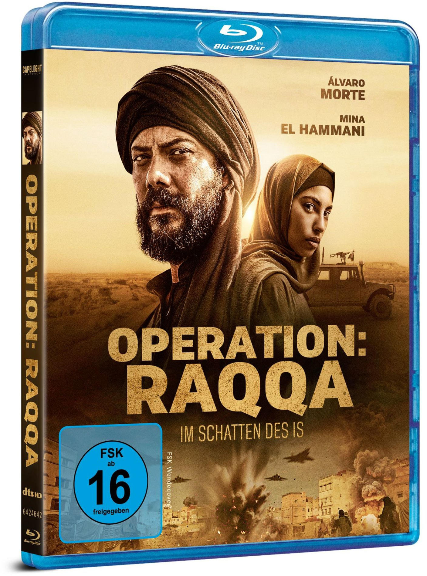 Blu-ray-Disc-Cover des Films 'Operation: Raqqa' mit zwei Personen.