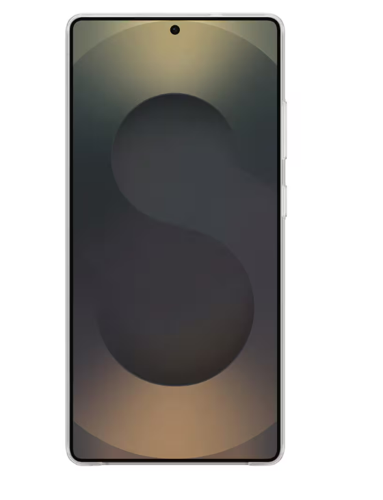Smartphone mit dunklem Farbverlauf. Schwarzer Bildschirm, silberner Rahmen.
