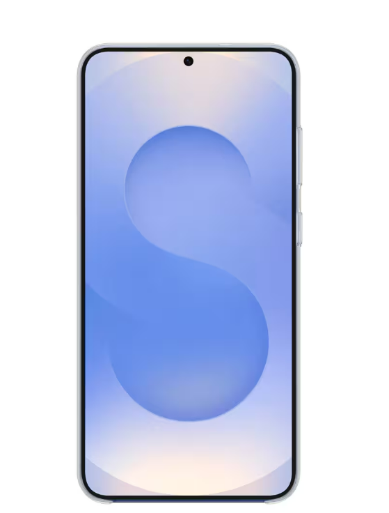 Ein Smartphone mit blauem Hintergrund und dem Buchstaben S.