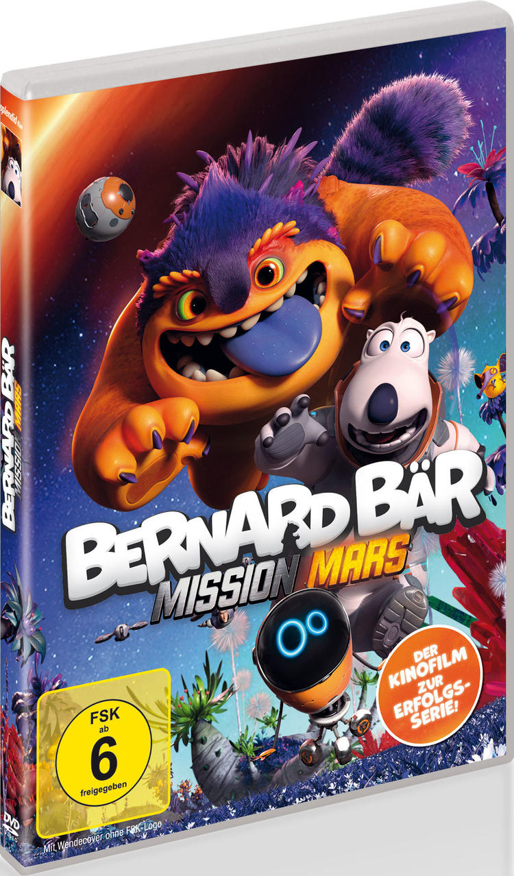 DVD-Cover von 'Bernard Bär: Mission Mars'. Enthält Cartoon-Figuren und eine Weltraumszene.