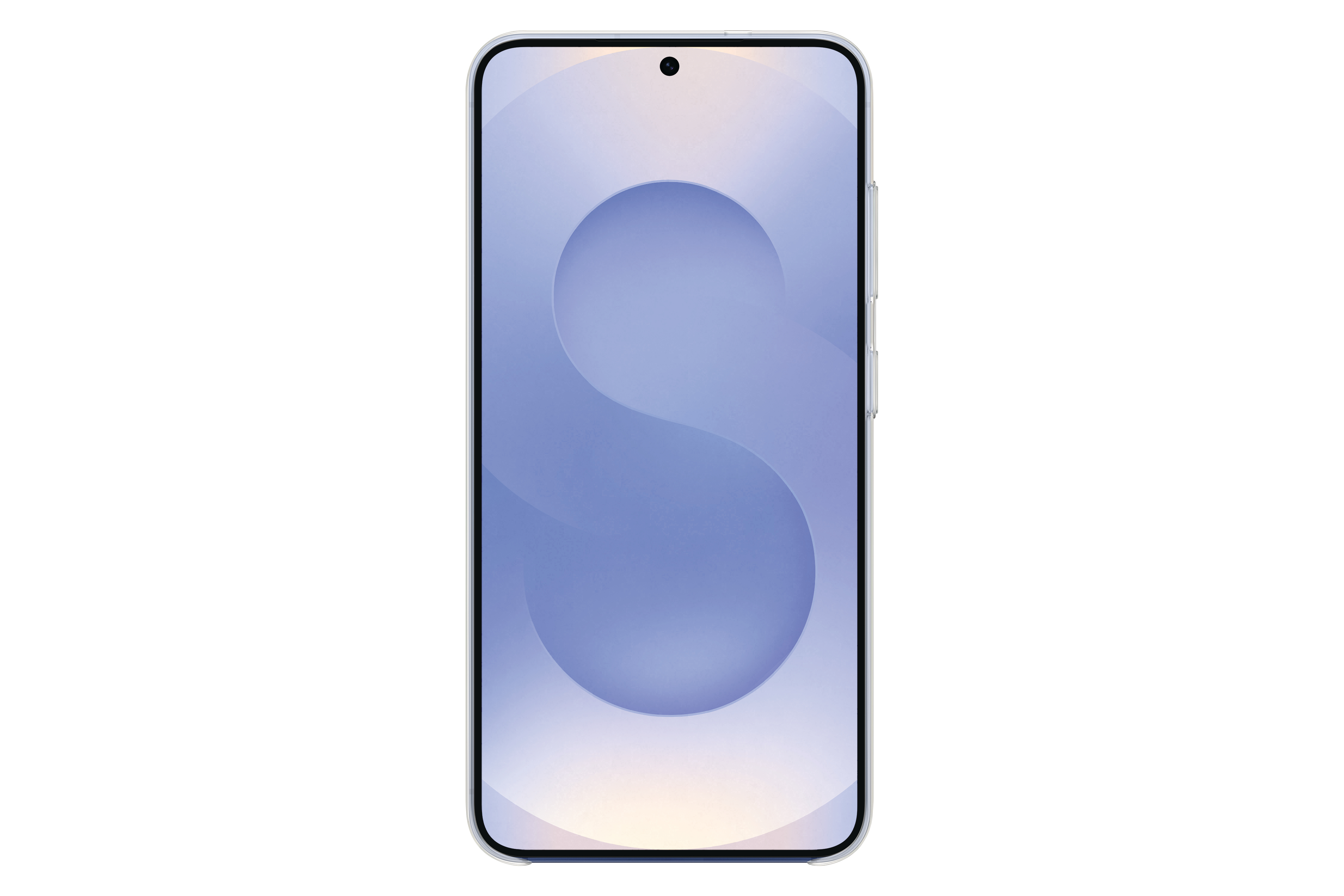 Mobiltelefon mit blau-weißem Display.