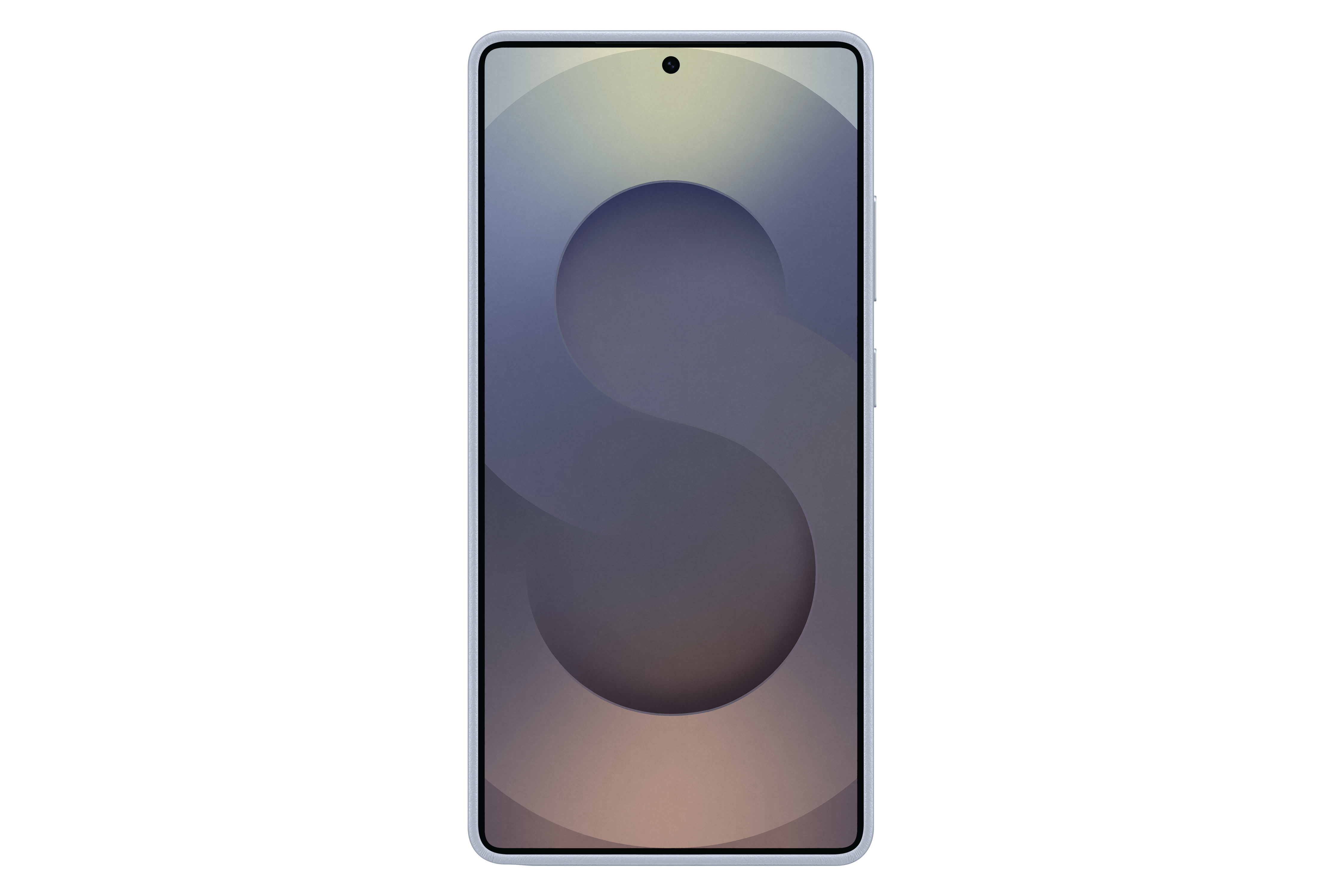 Ein Smartphone mit grauem Hintergrund und dem Buchstaben 'S' in der Mitte.