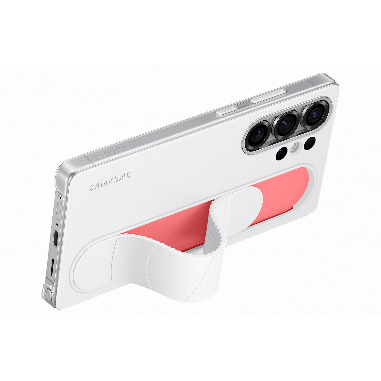 Un smartphone sobre un fondo blanco, mostrando una pantalla azul y blanca.