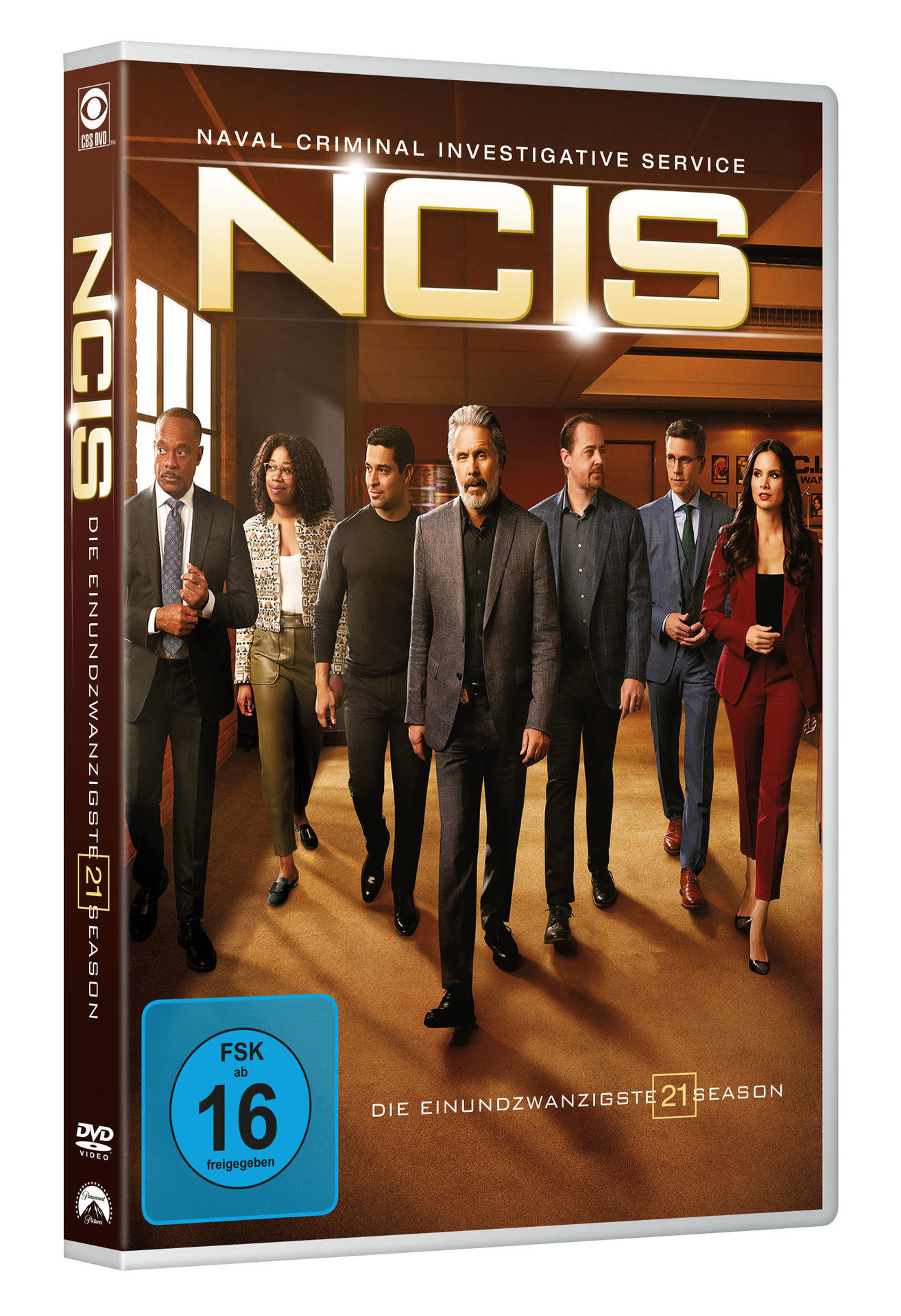 DVD-Cover für NCIS, Die Einundzwanzigste 21 Staffel, mit einer Gruppe von Personen, die auf den Betrachter zugehen.