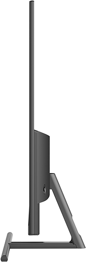 Egy fekete számítógép monitor oldalsó nézete, karcsú, minimalista dizájnnal.