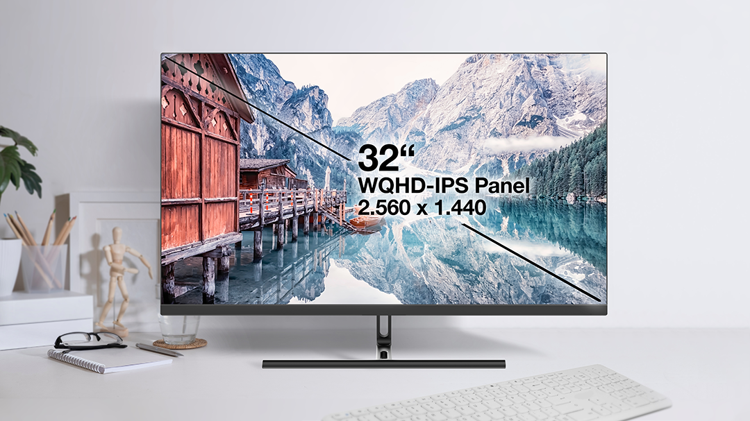 Egy számítógép monitor tájképet jelenít meg szöveges átfedéssel.