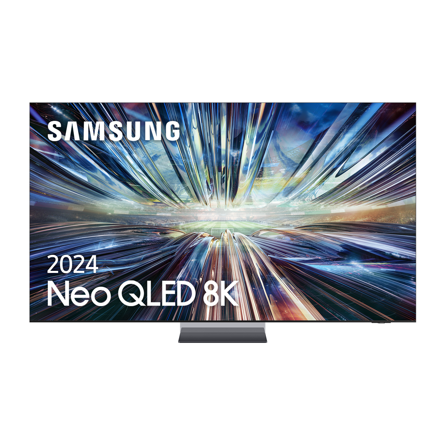 Televisor Samsung 2024 Neo QLED 8K sobre fondo negro.