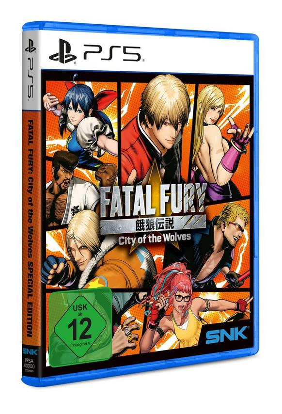 PS5-Spielhülle: Fatal Fury City of the Wolves, mit Charakteren und blauem Gehäuse.