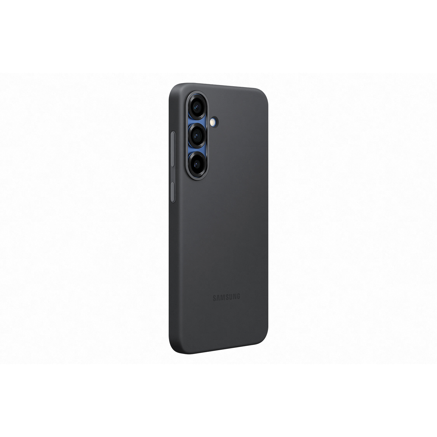 Funda de teléfono negra con 3 cámaras.