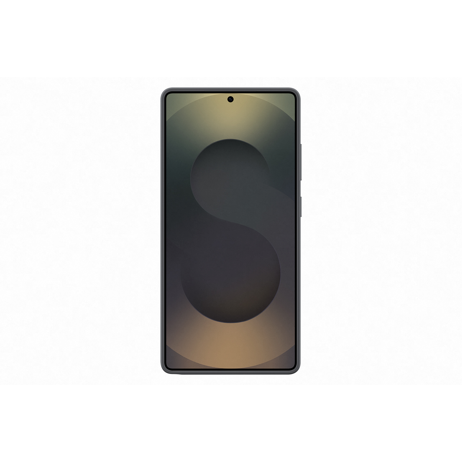 Smartphone con fondo abstracto en la pantalla, mostrando la letra 'S'.