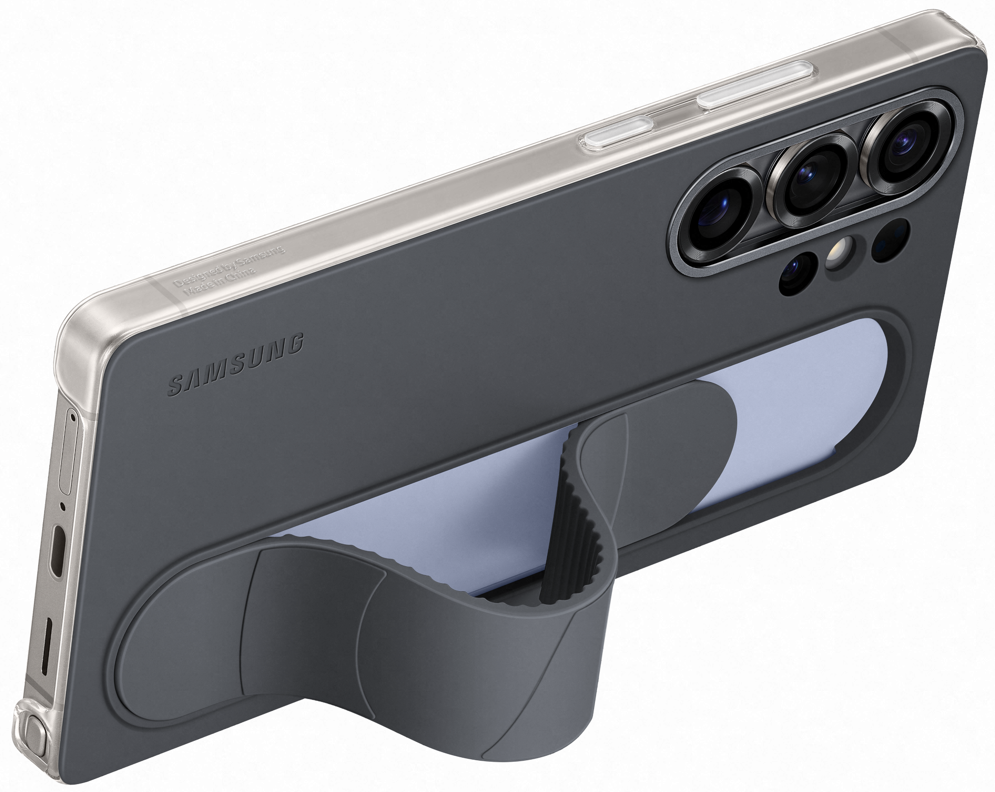 Telefontok fogantyúval, három kamerával és a Samsung logóval.