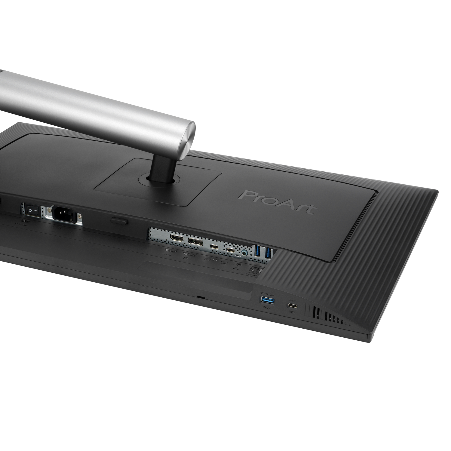 The back of a monitor with several ports.