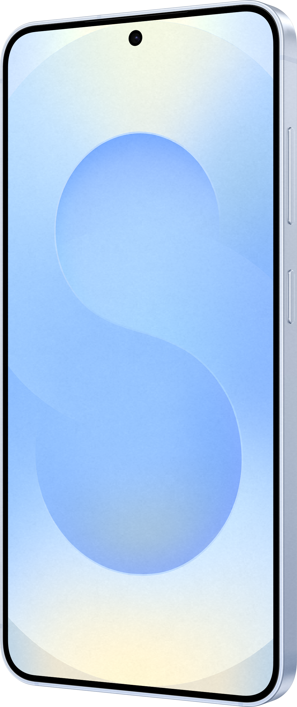 Ein Smartphone mit einem Bildschirm, der eine S-Form auf weißem Hintergrund zeigt.