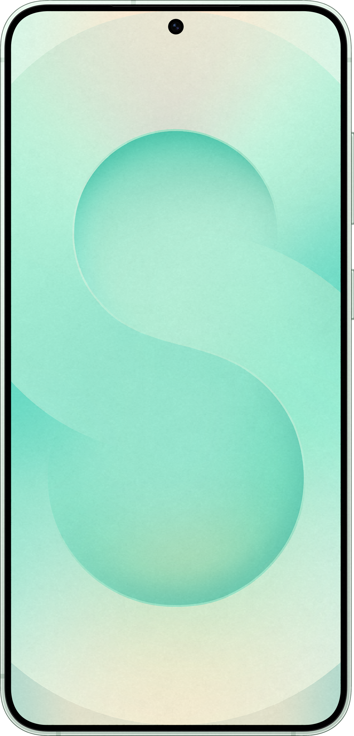 Ein Telefon mit hellgrünem Farbverlauf auf dem Bildschirm. Das Telefon ist ausgeschaltet.