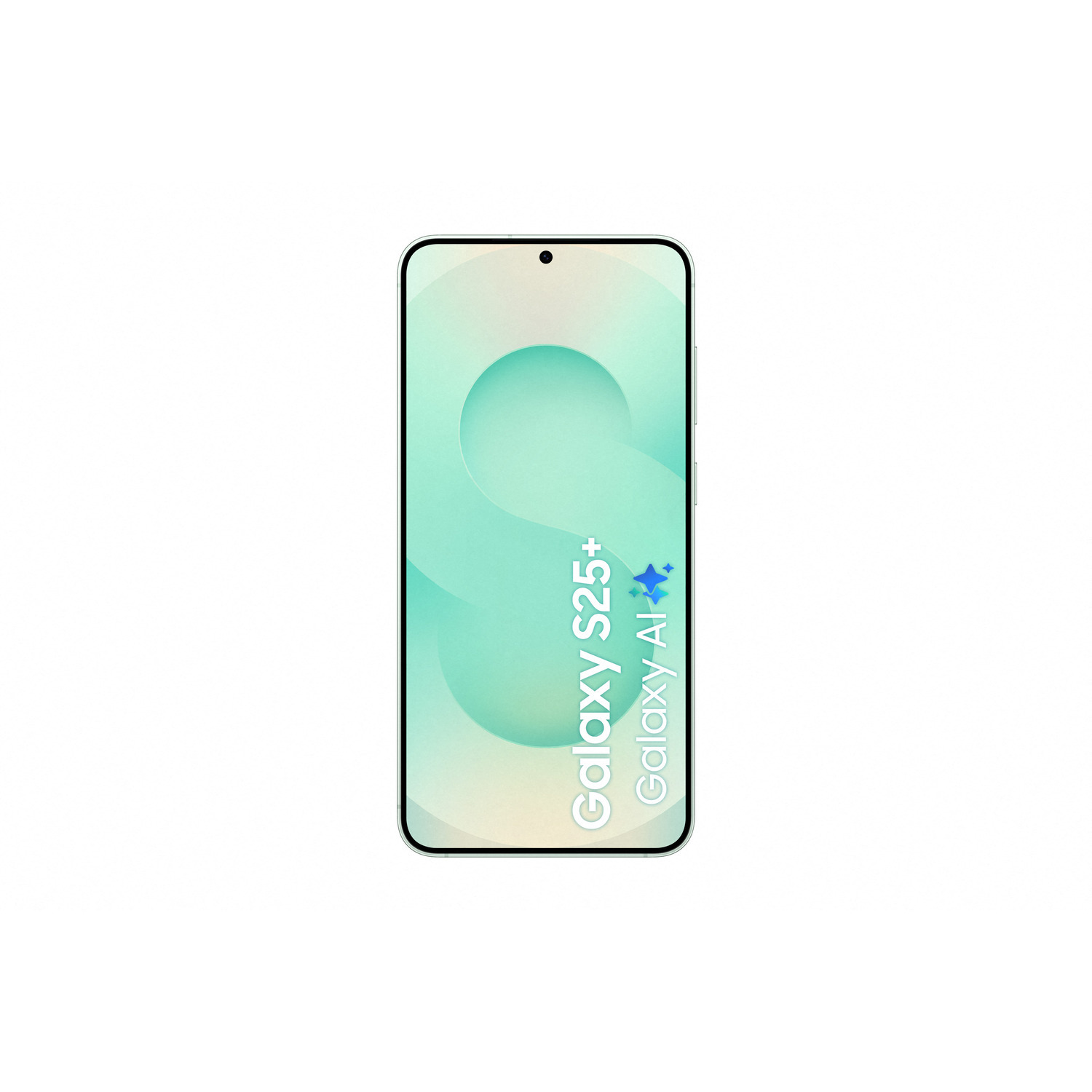 A white phone with a green and white display, isolated on a white background.