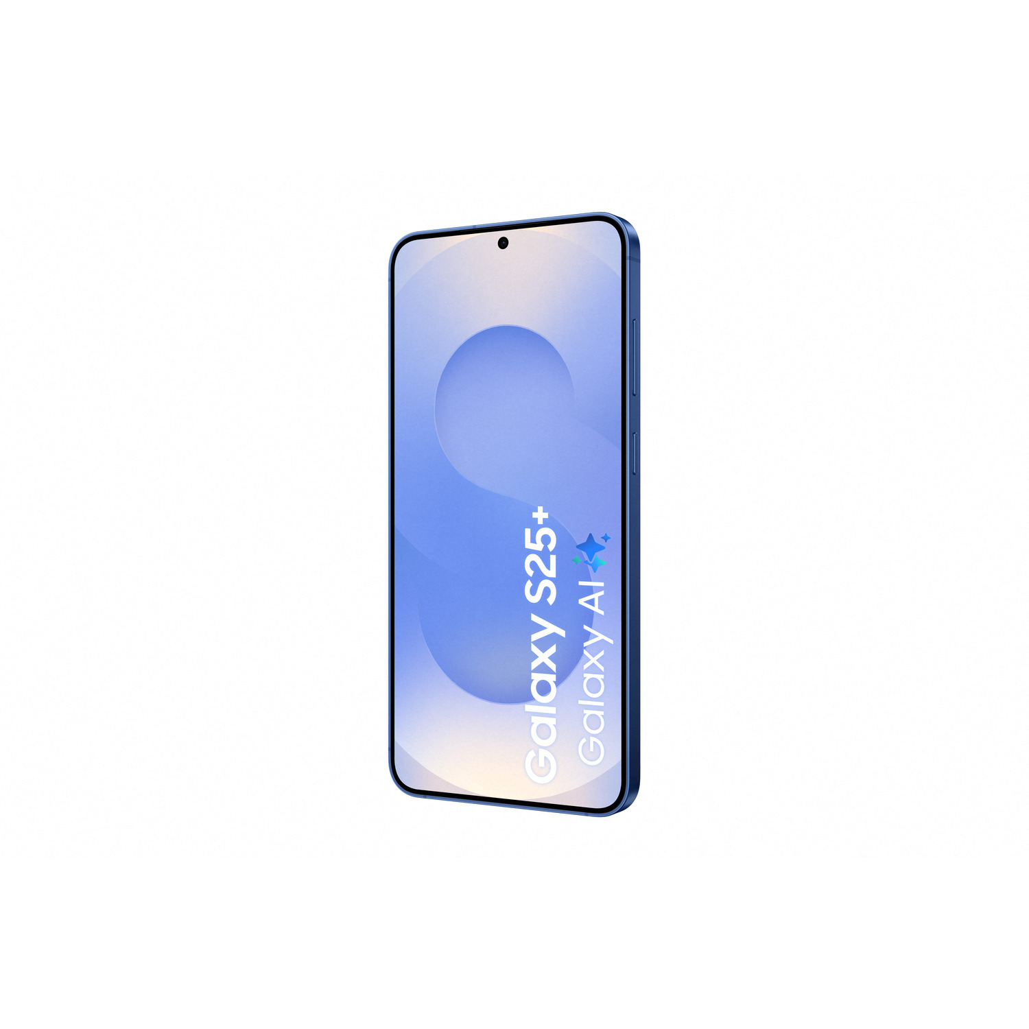 Groene telefoon met 'Galaxy S25+ Galaxy AI' tekst.