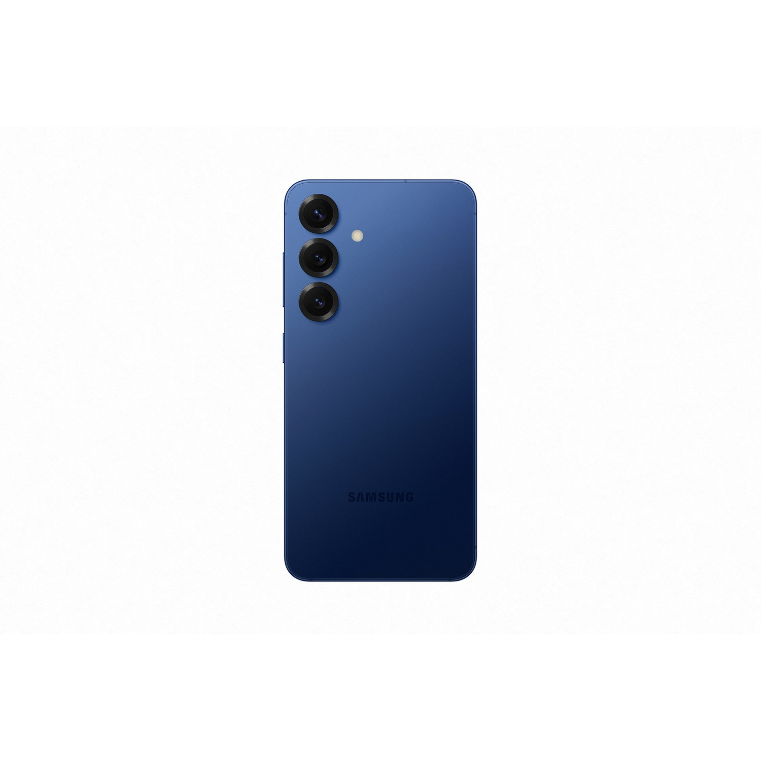 L'arrière d'un smartphone bleu avec trois objectifs de caméra et le mot 'SAMSUNG'.