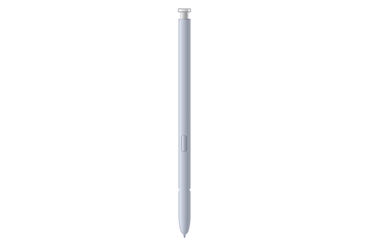 Silver stylus pen, likely for a tablet or phone, against a black background.