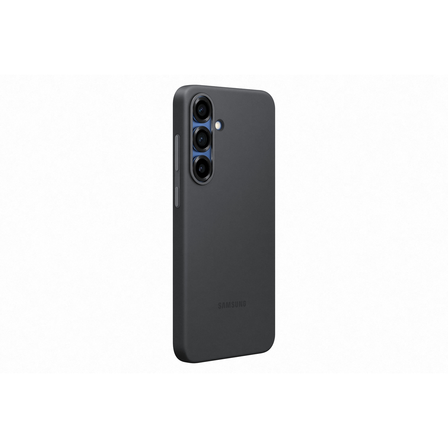 Une coque de téléphone gris foncé avec trois objectifs d'appareil photo.