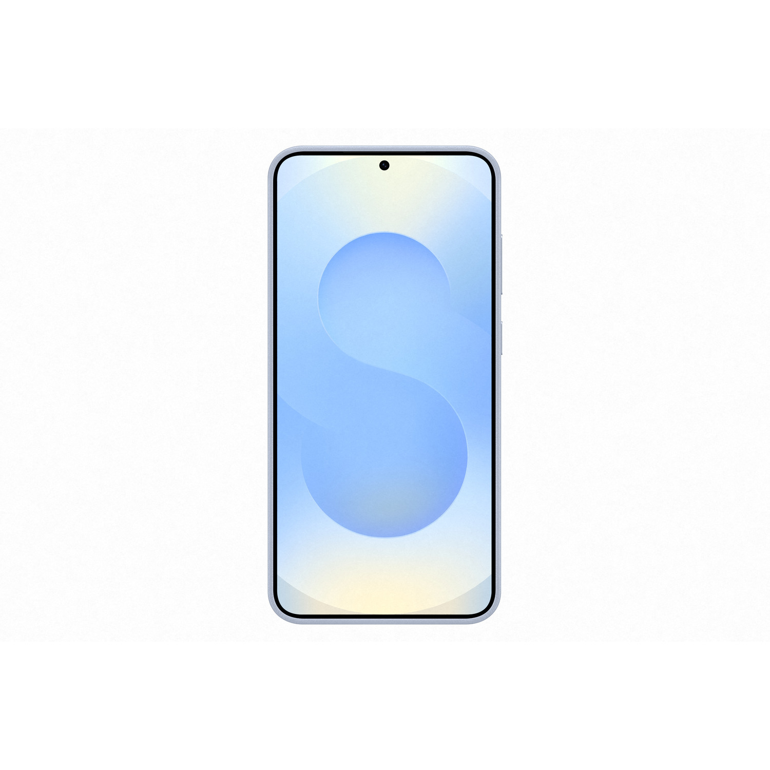 Smartphone met lichtblauwe behuizing en blauw verloop.