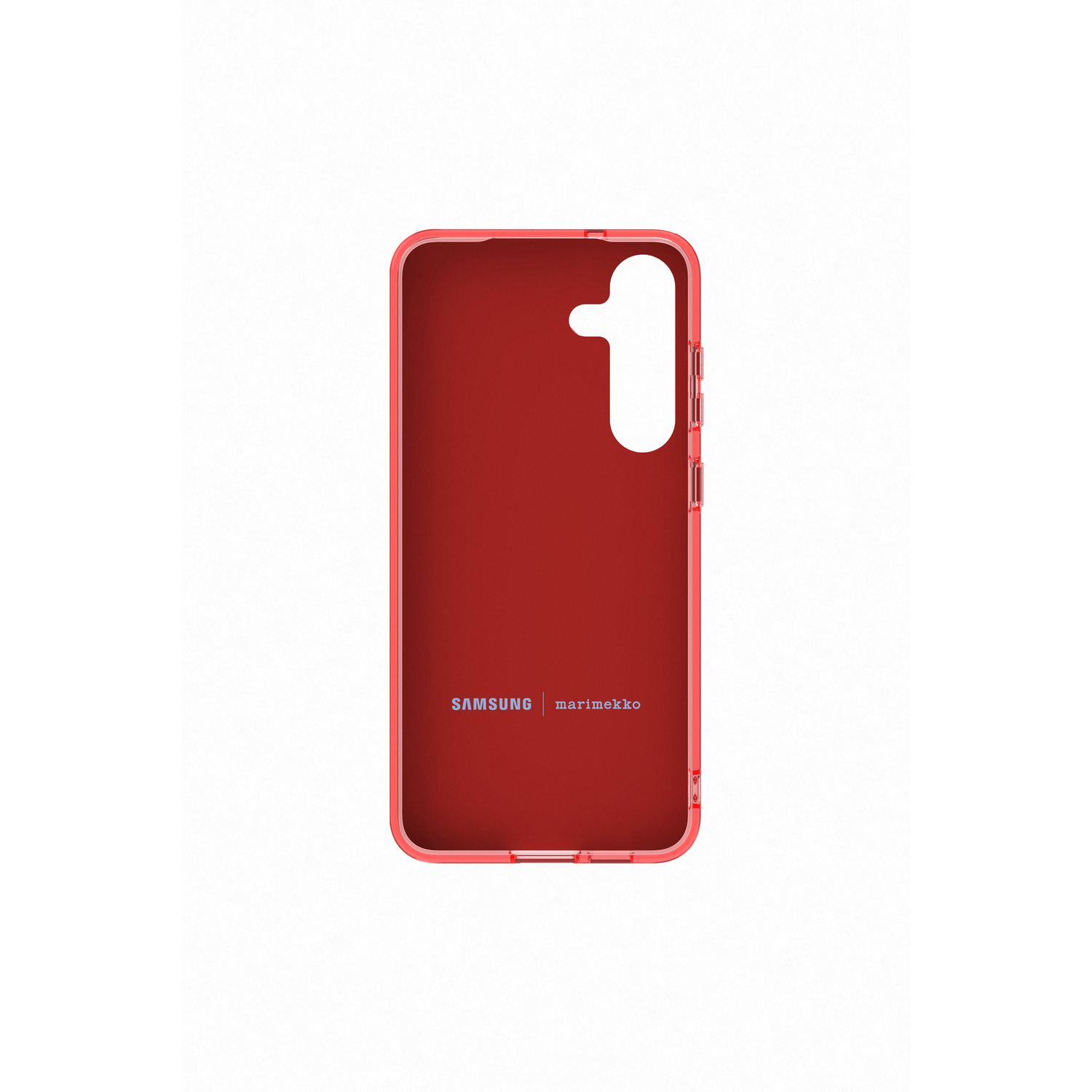 Rode telefoonhoes met een wit interieur en Samsung | marimekko.