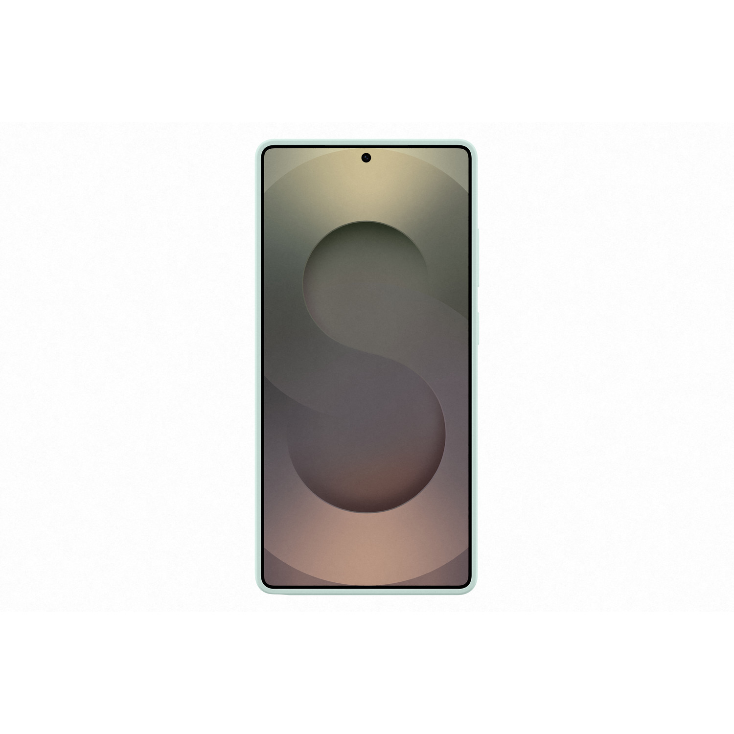 Smartphone avec cadre vert, affichant un graphique en forme de S sur l'écran.