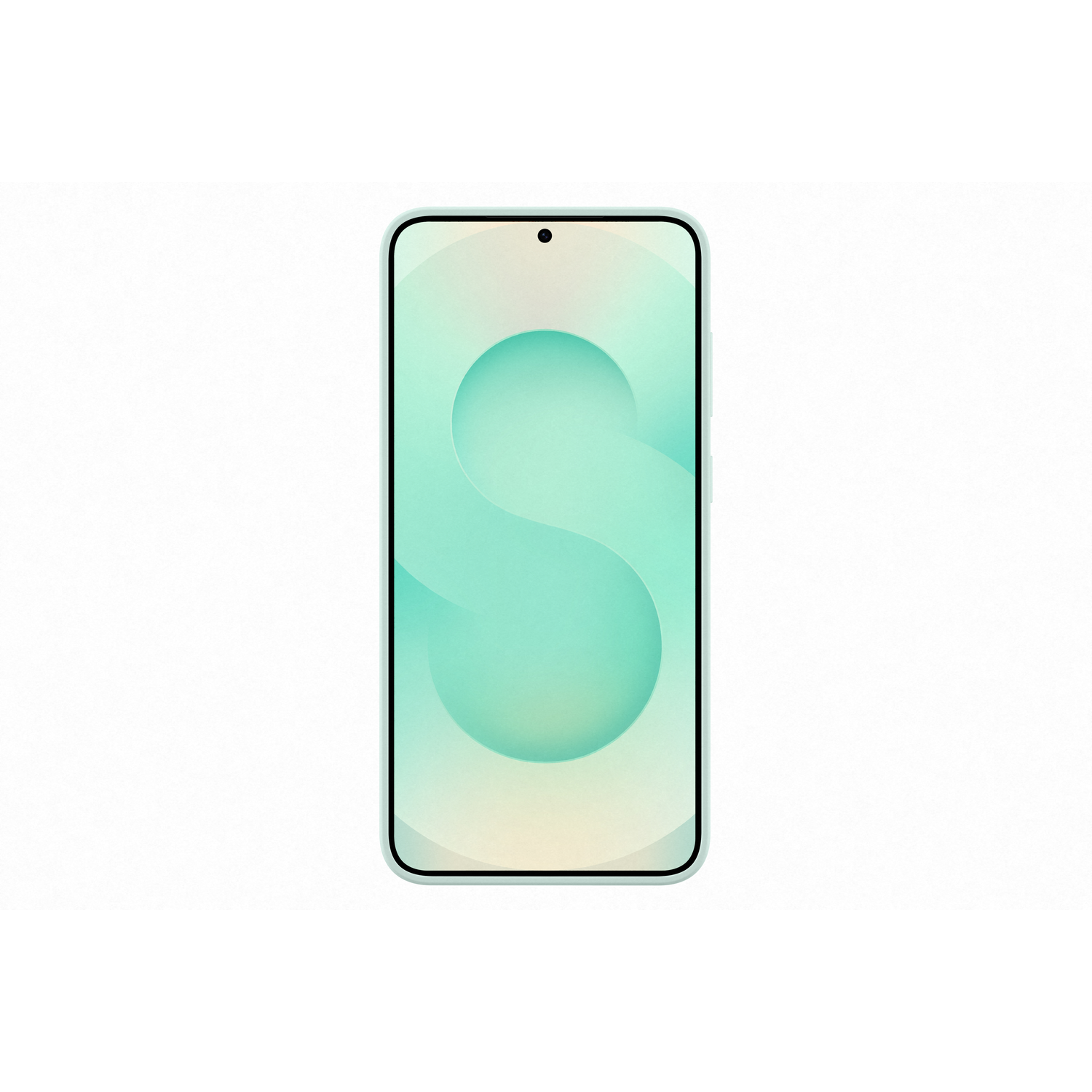 Een smartphone met een groene en witte gradiënt achtergrond op een witte achtergrond.