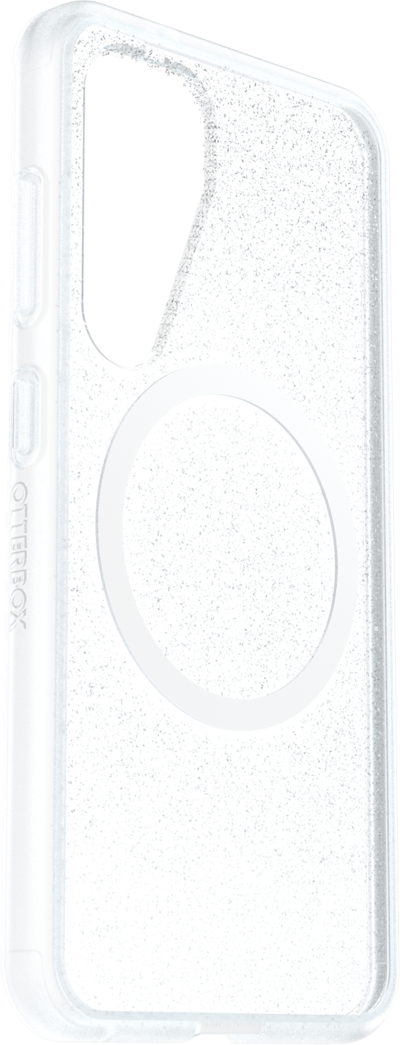 Transparente Handyhülle mit Glitzer, Seitenansicht. Otterbox-Logo ist sichtbar.