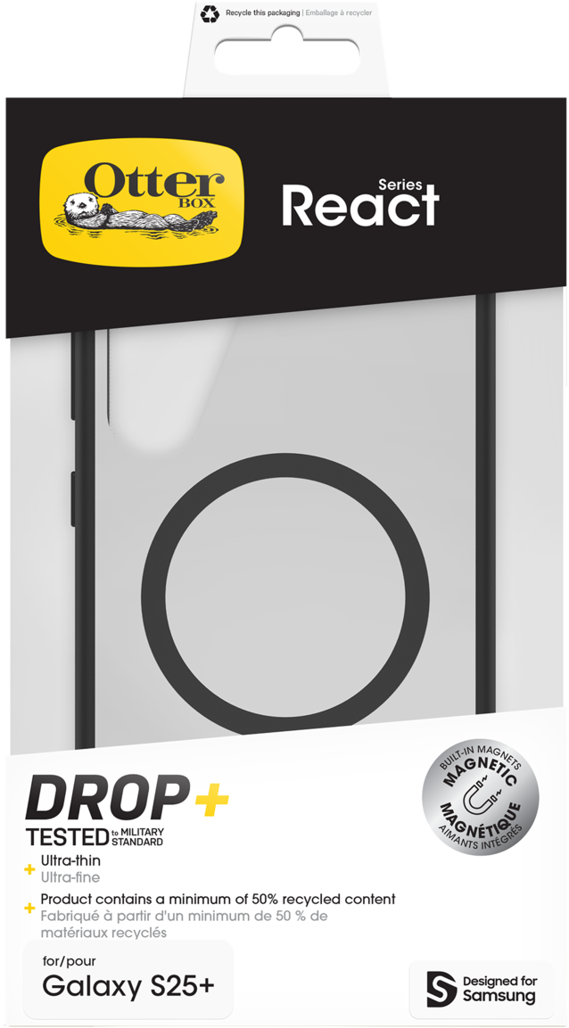 Telefonhüllenbox mit Otterbox-Logo und Text zum Fallschutz.