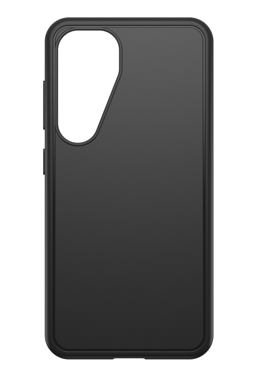 Schwarze Handyhülle mit schlichtem Design und Aussparung für die Kamera.